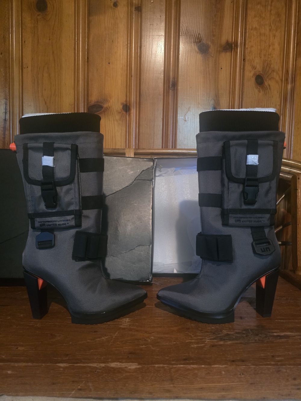 NWT United Nude Women’s Gray Utility Mid-Calf Heeled Boots - Picture 12 of 16